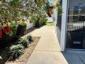 The side yard showcases a clean walkway and lush, verdant landscaping at 2569 Errol Ter, The Villages, FL 32162