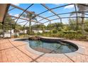 Stunning pool featuring a waterfall and screened enclosure at 7636 Lake Angelina Dr, Mount Dora, FL 32757