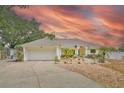 Charming single-story home with a well-manicured front yard and attached two-car garage at 202 N Palm Ave, Howey In The Hills, FL 34737