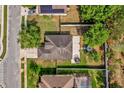 Aerial view of the property showcasing the home's roof, patio, and well-maintained backyard at 2988 Santa Maria Ave, Clermont, FL 34715
