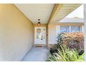 Close up of the front door of a neutral home with welcoming wreath at 11763 Oswalt Rd, Clermont, FL 34711