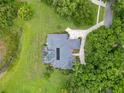 Aerial view of a private home with a screened pool surrounded by lush greenery and mature trees at 13112 Luntz Point Ln, Windermere, FL 34786
