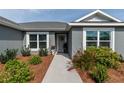 Inviting walkway leading to the front door, surrounded by lush landscaping and blooming flowers at 1422 Jeremy Cir, The Villages, FL 34762