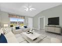 Bright living room featuring neutral paint, modern furniture, and lots of natural light at 132 Palermo Pl, The Villages, FL 32159