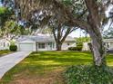 Well-maintained single-story home with a green lawn and mature trees in a quiet neighborhood at 25540 Belle Helene, Leesburg, FL 34748