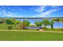 Ariel view of lakefront property, showing the home's location and access to the lake at 9510 Suggs Rd, Clermont, FL 34711