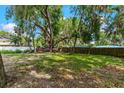 Expansive back yard with mature trees offering ample shade and tranquility at 1406 Spartan Ave, Leesburg, FL 34748