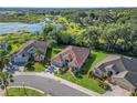 A sprawling estate offering lush landscaping, mature trees, and a serene atmosphere with neighboring properties and water feature at 10069 Lake Miona Way, Oxford, FL 34484