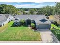 An aerial view of a single Gathering home nestled in a mature tree canopy at 1761 Country Terrace Ln, Apopka, FL 32703