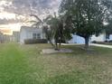 Well-maintained front yard with mature trees and landscaping complementing the home's exterior at 1812 Sanibel Ct, The Villages, FL 32162