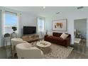 Cozy living room with neutral tones, modern furniture, large windows, and stylish decor at 5027 Abigail Dr, Lake Wales, FL 33859