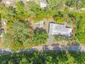 Aerial view of the property outlined in orange, highlighting boundaries and surrounding greenery at 3075 Cr 431N, Lake Panasoffkee, FL 33538