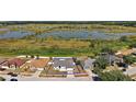 Aerial view of property with backyard lake and home's location at 1017 Bluegrass Dr, Groveland, FL 34736