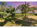 Tranquil backyard with well maintained lawn, mature trees, and screened-in enclosure at 16730 Beauclaire Ct, Tavares, FL 32778