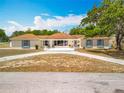 Charming single story home with a sprawling front yard and inviting porch, complete with cozy seating at 1001 N Lakeshore Blvd, Howey In The Hills, FL 34737