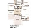Floorplan layout featuring 3 bedrooms, 2 baths, living room, lanai, kitchen, and garage, totaling 1455 sq ft at 2167 Kerwood Loop, The Villages, FL 32162