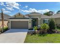 Attractive single-Gathering home featuring a two-car garage, pristine lawn, and vibrant landscaping at 2675 Ridgetop Ln, Clermont, FL 34711