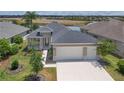 Charming single-Gathering home features a two-car garage, manicured lawn, and picturesque lake view at 8664 Bridgeport Bay Cir, Mount Dora, FL 32757