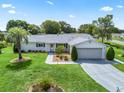 Charming single-story home with a well-manicured lawn, mature landscaping, and a two-car garage at 17819 Se 105Th Ct, Summerfield, FL 34491