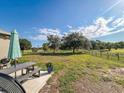 Expansive, fenced backyard with a picnic table and lush greenery at 33818 Venice Ln, Sorrento, FL 32776