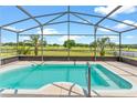 Screened-in pool overlooks a large grass field, a perfect spot for relaxing outdoors at 36455 Clara St, Eustis, FL 32736