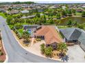 Charming home features a screened pool, meticulous landscaping, and a serene pond view at 2998 Kramer Ct, The Villages, FL 32163