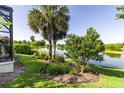 Picturesque backyard view of a serene pond, lush greenery, and mature trees offering privacy at 7873 Crosswinds Way, Mount Dora, FL 32757