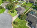 Aerial view outlining the property's boundaries within a lush neighborhood, showcasing backyard pool at 4730 Se 31St St, Ocala, FL 34480