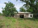 Rustic barn featuring an open entrance and weathered siding, surrounded by lush greenery at 15587 Se 150Th Ave, Weirsdale, FL 32195
