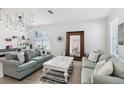 Inviting living room with comfortable couches, decorative pillows, and a unique lighting fixture, creating a cozy ambiance at 11313 Little Nellie Dr, Clermont, FL 34711