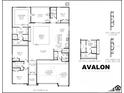 Detailed floor plan of the Avalon model featuring an open-concept layout with a kitchen and multiple bedrooms at 1849 Sunshine Peak Dr, Minneola, FL 34715