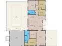 Layout of home featuring the primary bedroom, kitchen, pool, garage, and multiple bathrooms at 101 Lakeshore Blvd, St Cloud, FL 34769