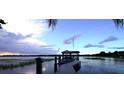 Picturesque view of a private dock on a calm lake, perfect for evening relaxation at 4634 Bigler Ln, Mount Dora, FL 32757