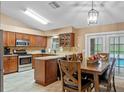 Modern kitchen with stainless steel appliances, granite countertops, and a breakfast nook overlooking the pool at 815 Forestwood Dr, Minneola, FL 34715
