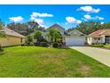 Well-kept single Gathering home boasts a manicured lawn and mature landscaping at 8045 Waterbury Way, Mount Dora, FL 32757