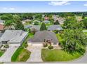 Expansive aerial view of a single-story home in a neighborhood surrounded by mature trees at 2881 Manor Downs, The Villages, FL 32162