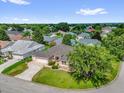 Gorgeous aerial view of a single-story home and neighborhood surrounded by mature trees at 2881 Manor Downs, The Villages, FL 32162