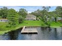 Expansive backyard view featuring a lush lawn and private dock with lake access at 6136 Lake Emma Rd, Groveland, FL 34736