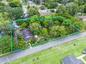 Aerial view of the house, highlighting the expansive lot and mature trees at 504 Gilliam St, Wildwood, FL 34785