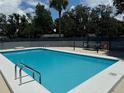 Inviting in-ground swimming pool surrounded by a concrete deck and palm trees at 219 Magnolia Cir, Eustis, FL 32726