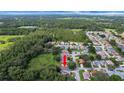 Expansive aerial view showcases home's location nestled near a lush green space and neighborhood at 32942 Rambling Oaks Ct, Leesburg, FL 34748