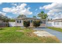 Cozy single story home with well-maintained lawn and driveway, and white picket fence at 1831 Richmond Rd, Lakeland, FL 33803