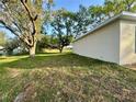 A view of the expansive backyard showing the grassy lawn and mature trees at 1271 Groveland Ln, Lakeland, FL 33811