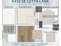 Home features color selections for kitchen, bathroom, flooring, and trim at 5451 Se 127Th Ln, Belleview, FL 34420