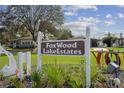 Foxwood Lake Estates community sign, welcoming residents and guests at 5079 Lodgewood Dr, Lakeland, FL 33810