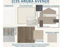 Image showcasing kitchen, bathroom, flooring, and exterior color selections at 1135 Aruba Ave, Mulberry, FL 33860