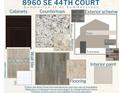 Interior and exterior design options for the home, including cabinets, countertops, flooring, and paint colors at 8960 Se 44Th Ct, Ocala, FL 34480