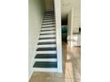 Interior staircase with dark-green steps and white risers at 2348 Isle Royale Se Ct, Winter Haven, FL 33880