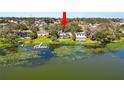 Lakefront home with a private dock and views of the water and lily pads at 14 Lake Hollingsworth Dr, Lakeland, FL 33803