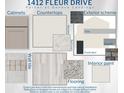 Selections showing exterior paint scheme and finish materials for the Parker model home at Geneva Landings at 1412 Fleur Dr, Davenport, FL 33837